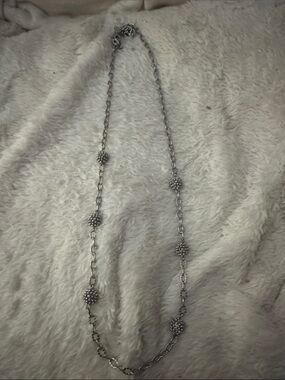 Silver Beaded Long Necklace - Elegant Women’s Jewelry